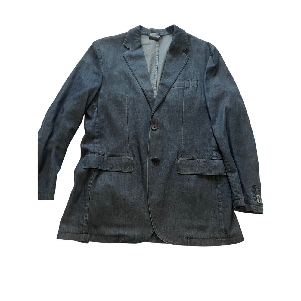 Hugo Boss Denim Suit Jacket Mens 42R Italy Dk Wash Stretch Blazer Sport Coat